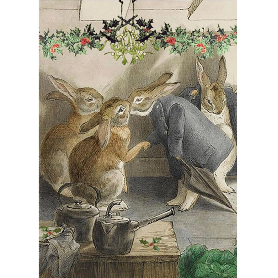 Bunny Kisses Hand Glittered Christmas Card
