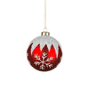 Matte Red Snow Capped Glass Ball Ornament