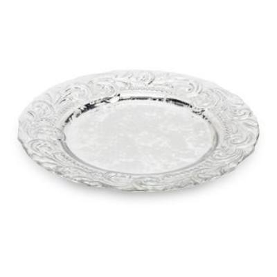 Ornate Silver Round Serving Platter -  Tableware - AC-Abbott Collection - Putti Fine Furnishings Toronto Canada