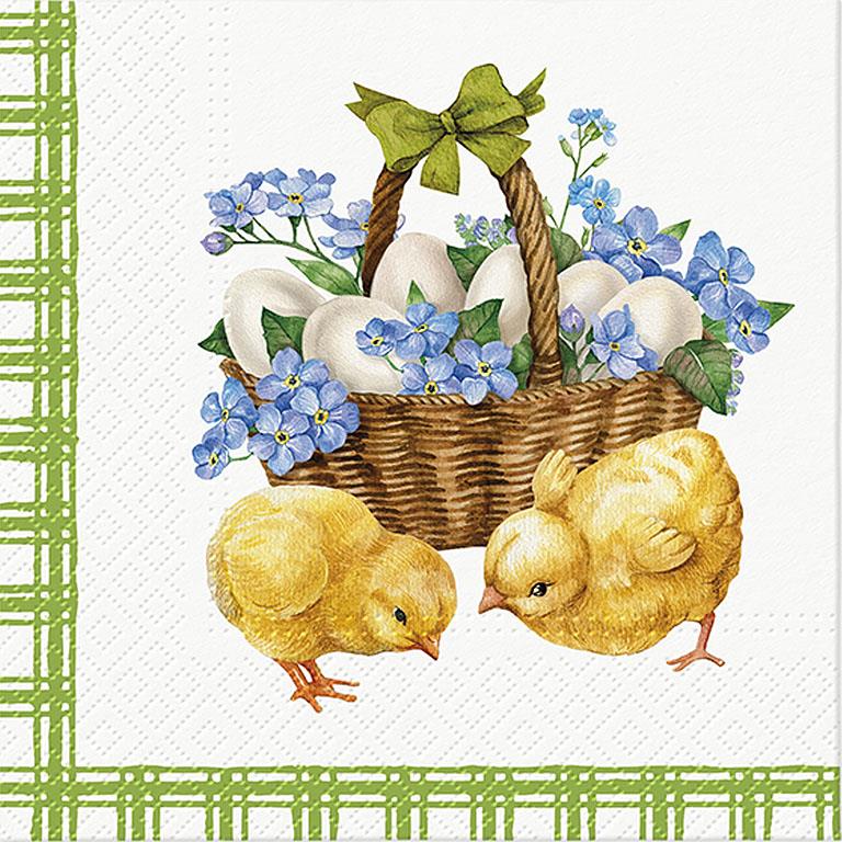 Chicks with Basket Paper Lunch Napkins