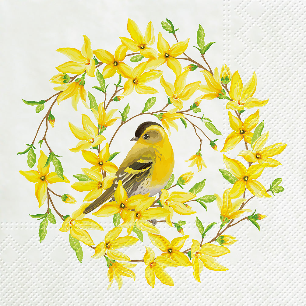 Forsythia & Yellow Bird Paper Napkins Lunch | Putti Easter Spring Celebrations Canada