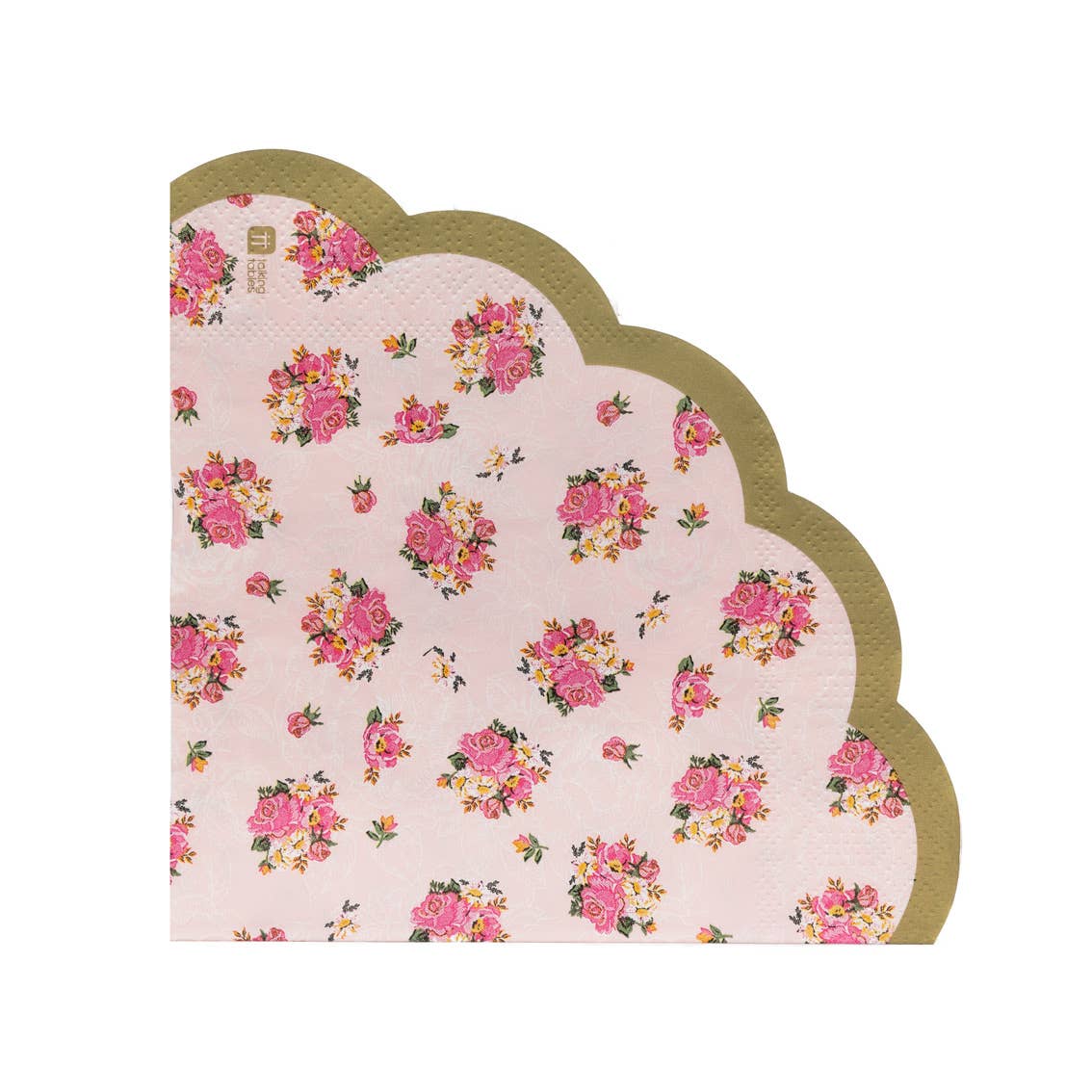 Scalloped Pink Floral Napkins - 50 pc Party Pack