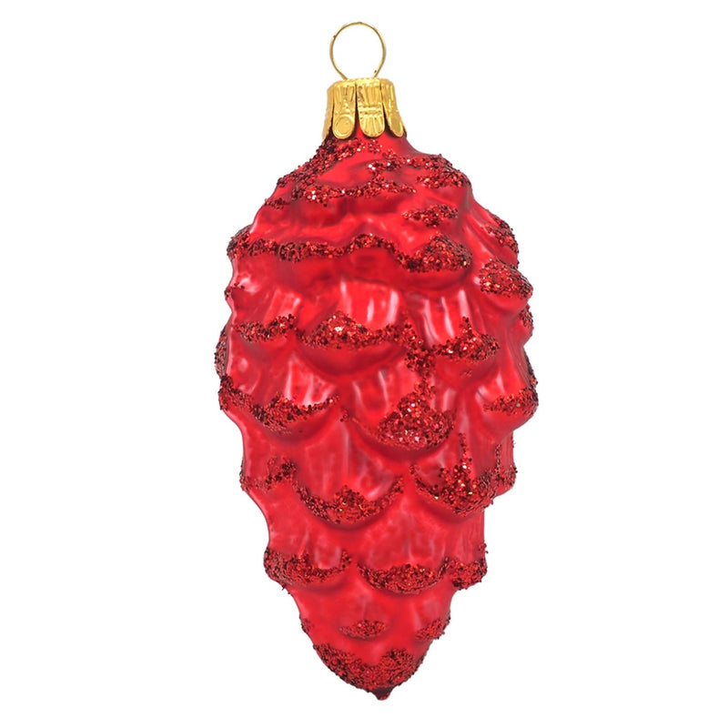 Red Glitter glass Pinecone Ornament