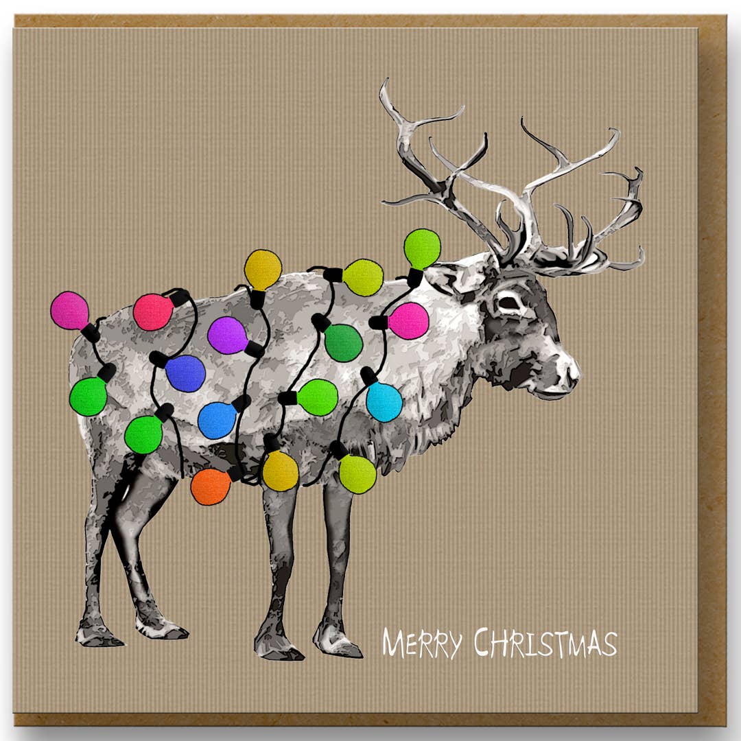Reindeer with Lights Christmas Cards | Putti Christmas Greeting Cards 