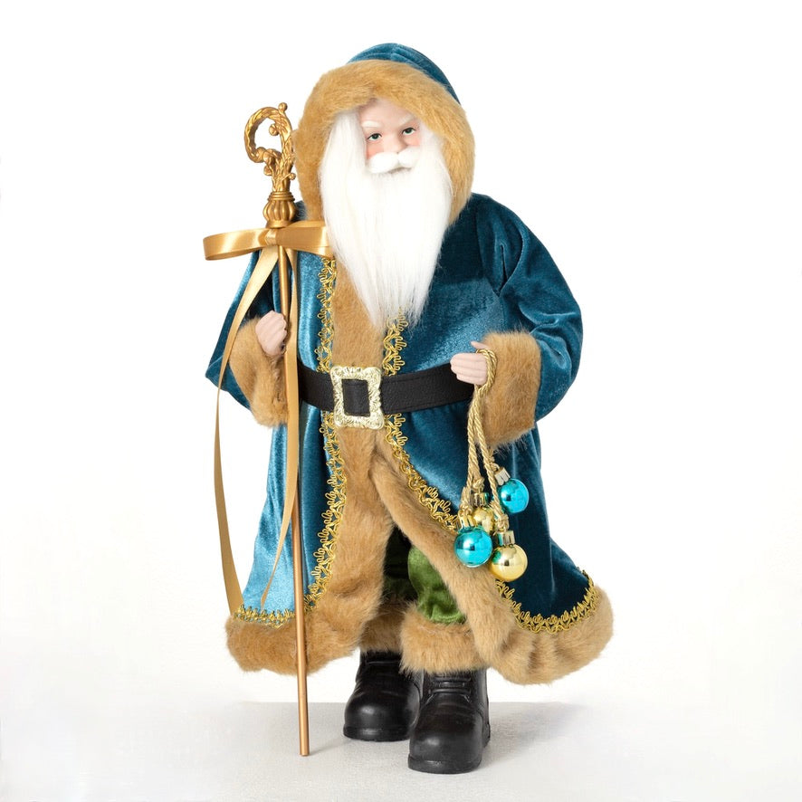 Blue and Gold Santa Figurine