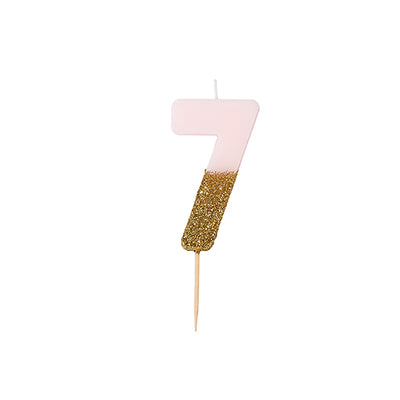 "We Heart Birthdays" Pink Glitter Number Candle - Seven, TT-Talking Tables, Putti Fine Furnishings