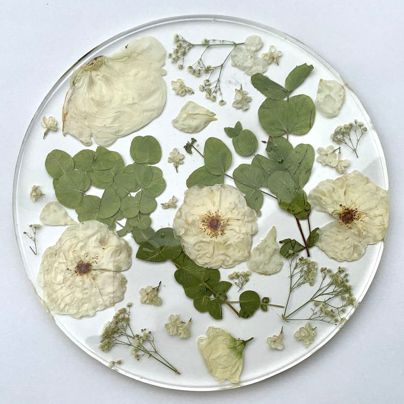 Resin Display Platter with White Roses