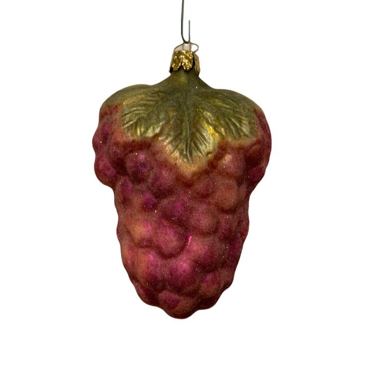 Sugared Purple Grapes Glass Ornament