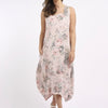 Floral Sleeveless Linen Dress - Blush Pink