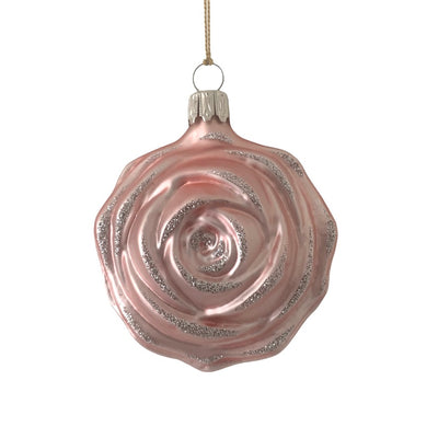 Pink Rose European Glass Ornament | Putti Christmas