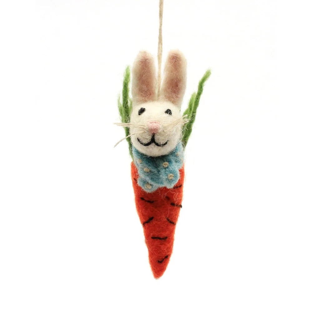 Swaddling Carrot Bunny Felt Ornament