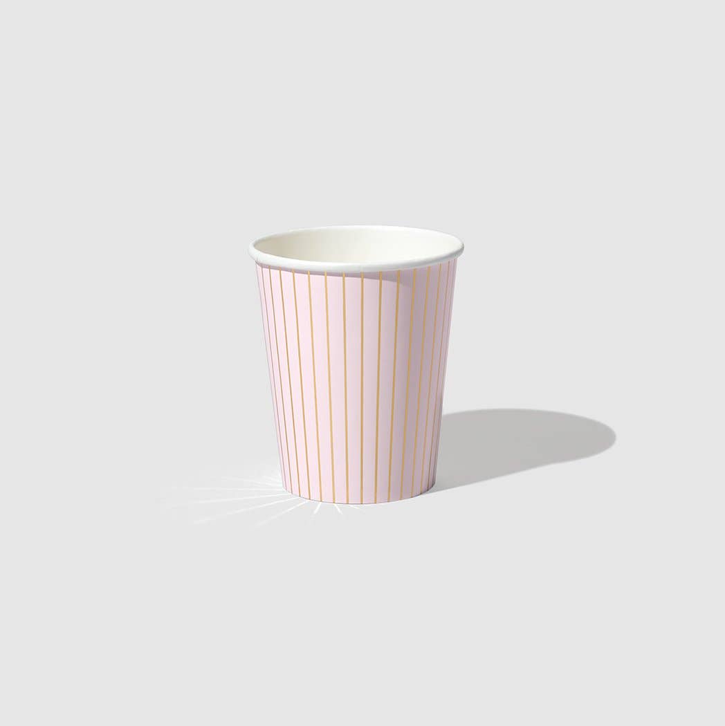 Pale Pink Pinstripe Paper Party Cups