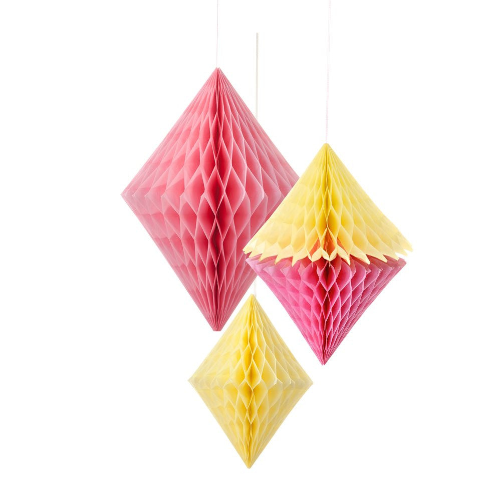  Decadent Decs Yellow & Pink Honeycomb Diamonds, TT-Talking Tables, Putti Fine Furnishings