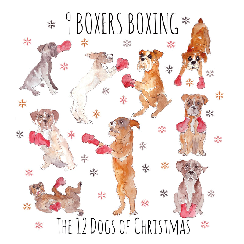 9 Boxers Boxing Christmas Card