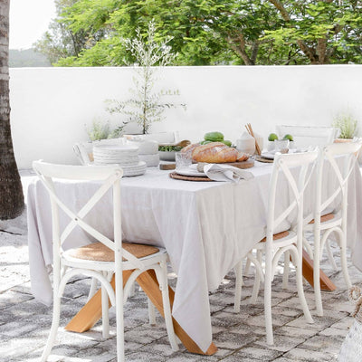 Square Linen Tablecloth - White
