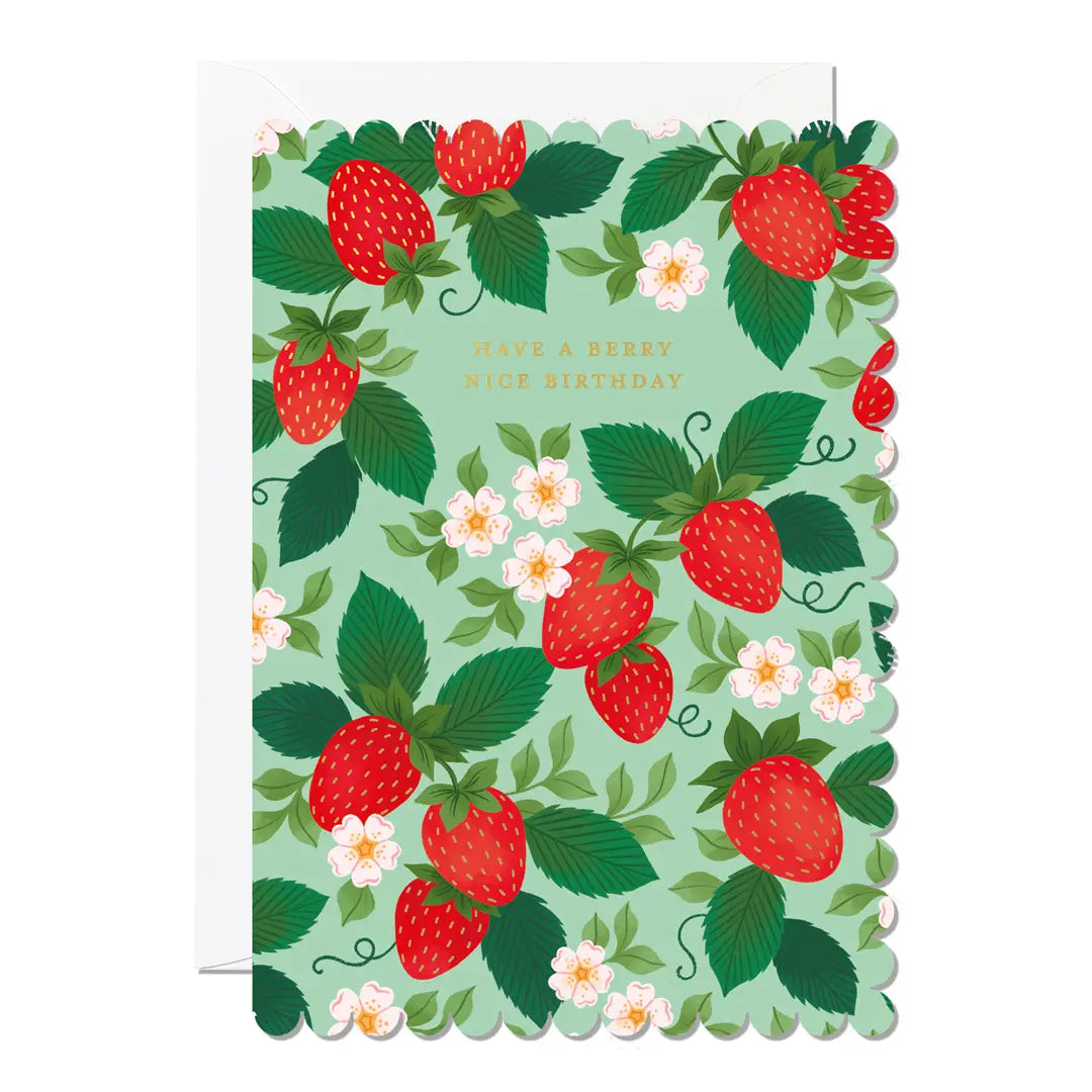 "Berry Birthday" Strawberry Greeting Card
