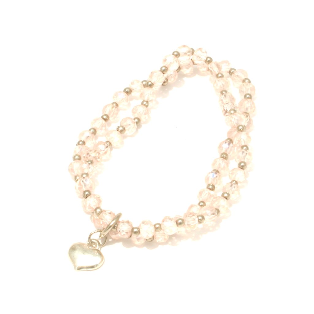 Double Strand Crystal Bracelet With Heart - Pink | Putti Fine Fashions 