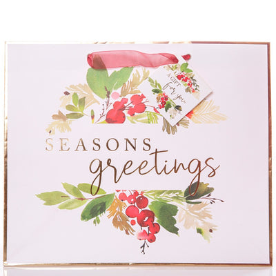 Graphique de France Large "Season's Greetings" Red Berry Gift Bag | Putti