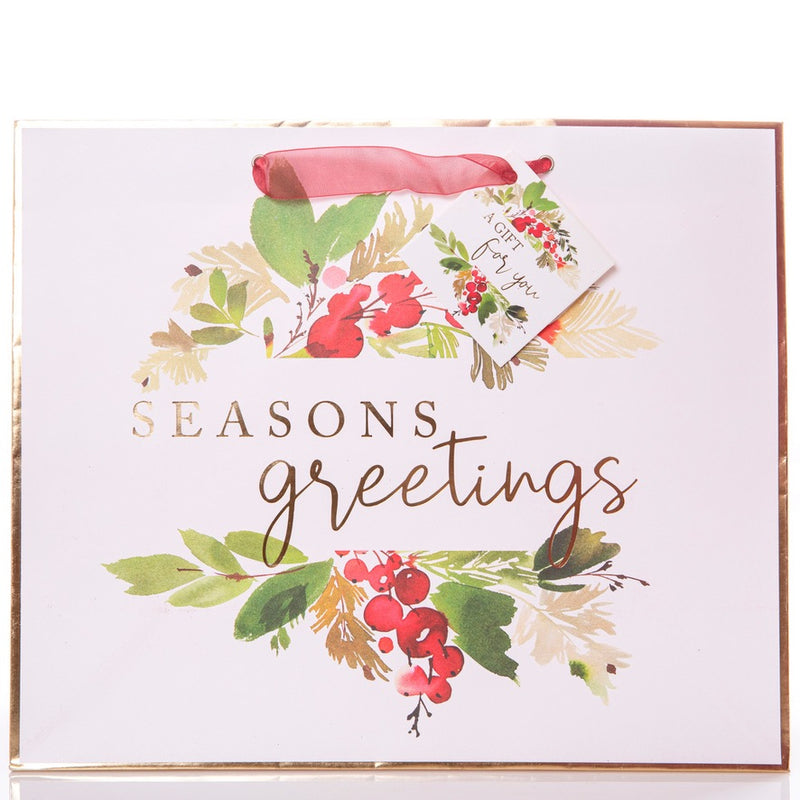 Large "Season's Greetings" Red Berry Gift Bag