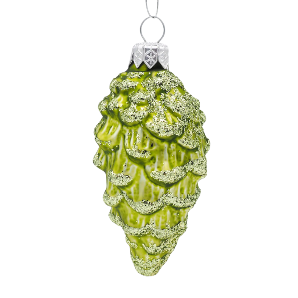 Green Glitter Glass Pinecone Ornament