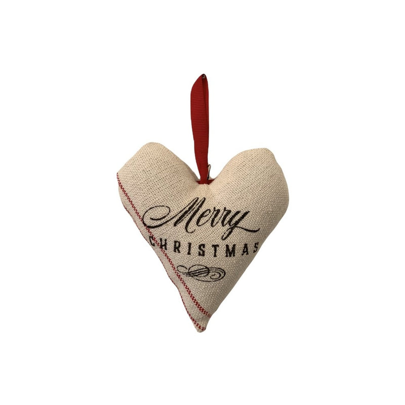 "Merry Christmas" Red and White Canvas Money Pocket Heart