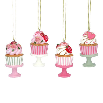 Resin Cake on Stand Ornament  - 4 Assorted