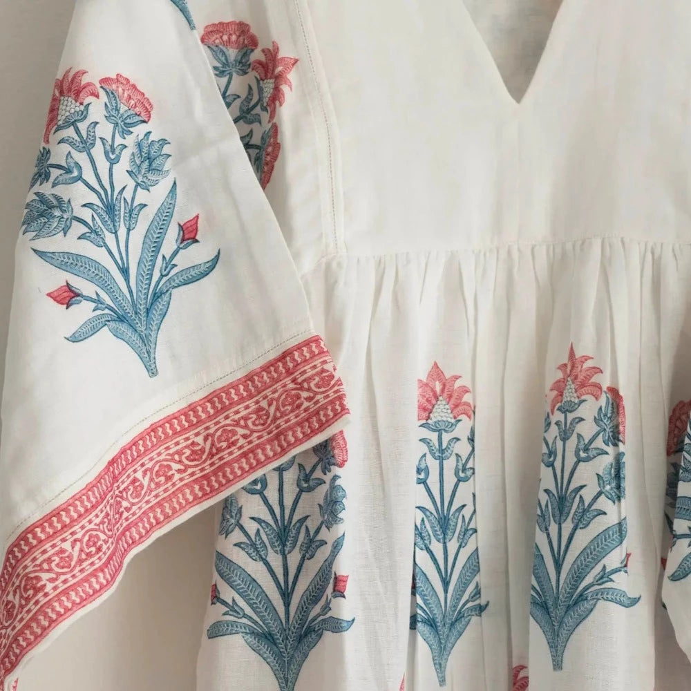 Nest Factory Bouquet Maxi Dress 2 ply - Baby Blue & Pink