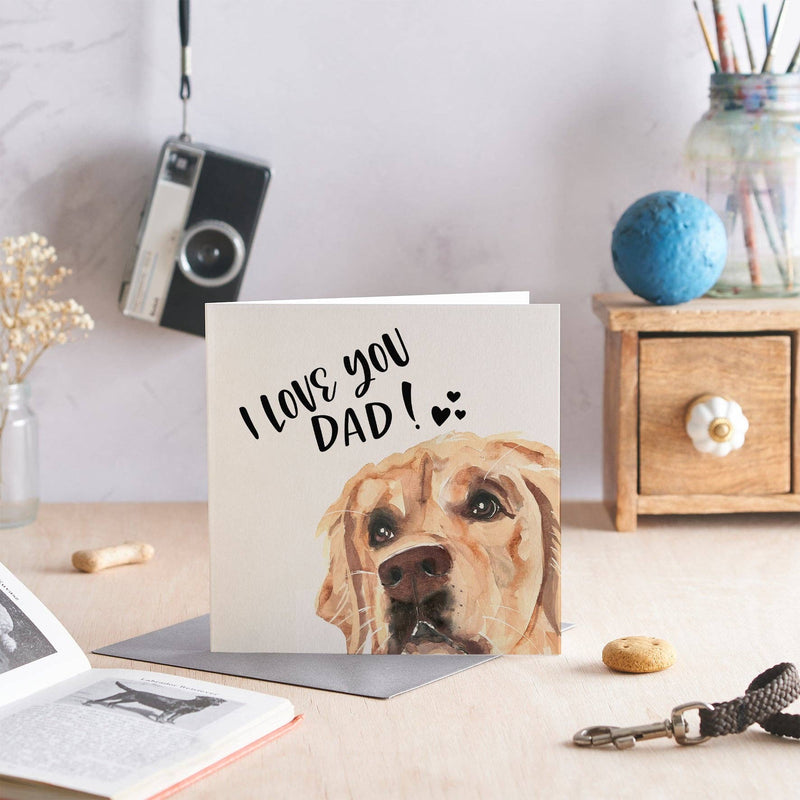 "I Love You Dad" Golden Retriever Greeting Card