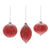 Red with White Glitter Ridged Glass Ornament