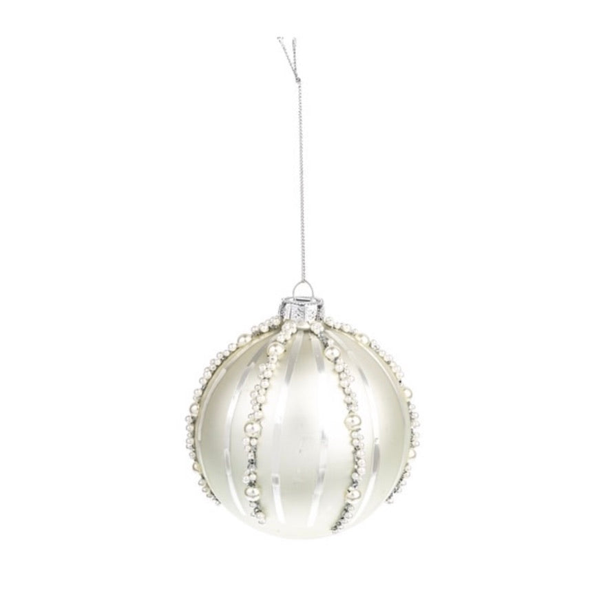 Coastal Glass Ball ornament - White | Putti Christmas Decorations 