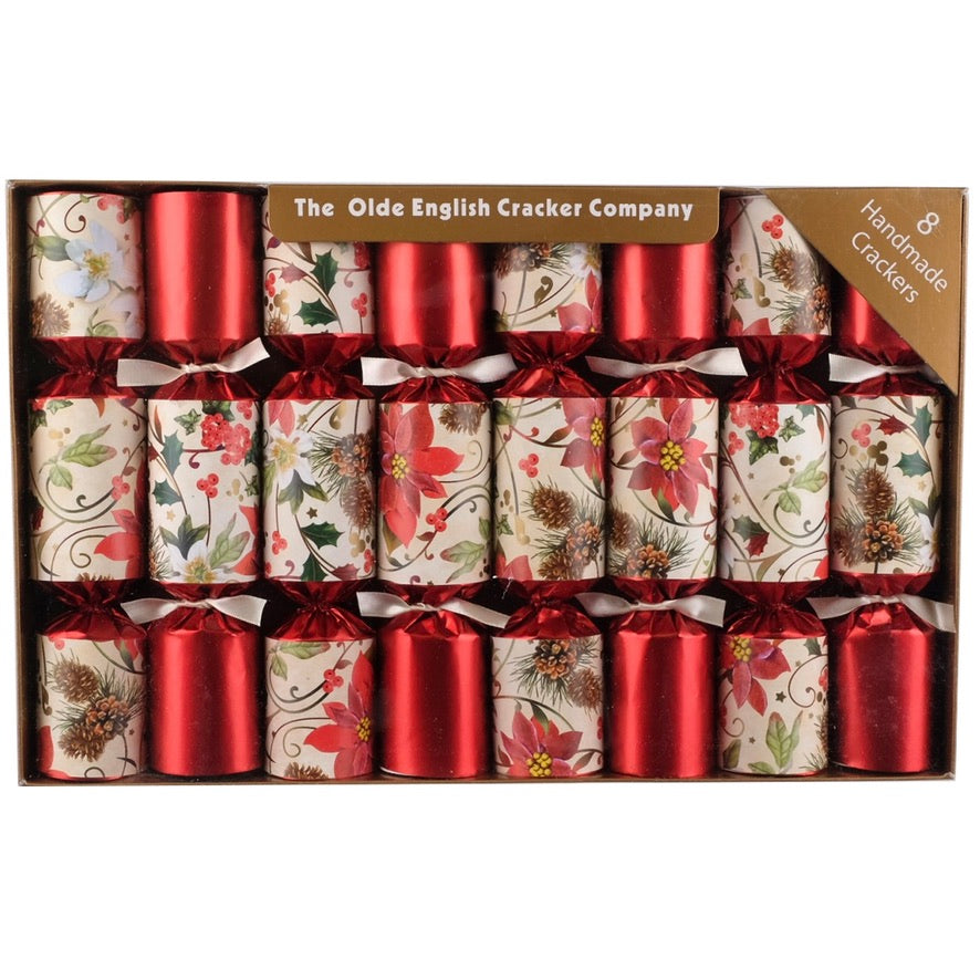 Robin Reed Red Ponsettia Christmas Crackers