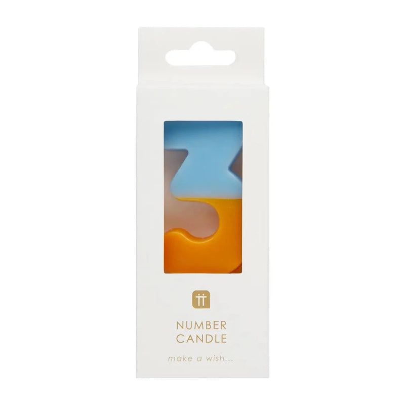 Multicolor Number Candle - Three  | Putti Celebrations Canada 