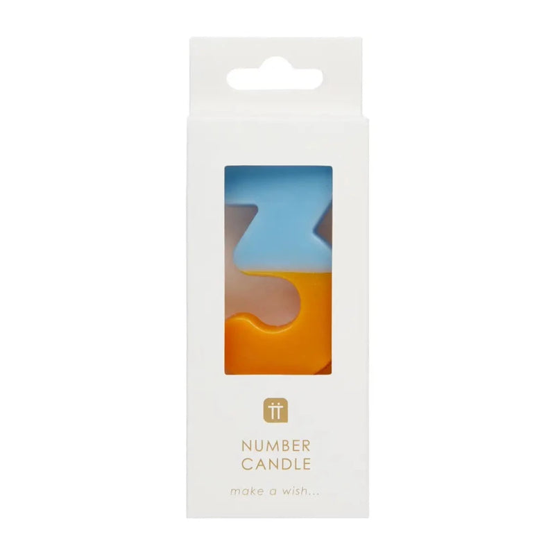 Multicolor Number Candle - Three  | Putti Celebrations Canada 