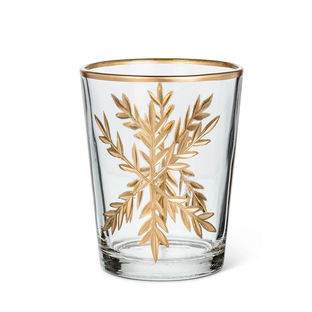 Tall Gold Snowflake Tealight Holder