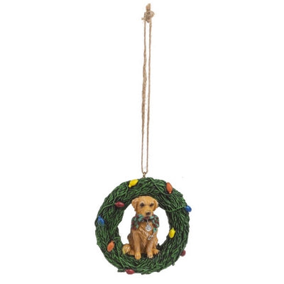 Lab in Wreath Ornament | Putti Christmas Celebrations