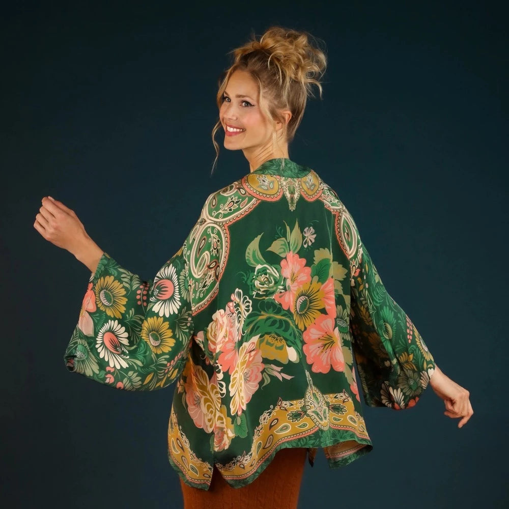 Powder Design Limited Folk Art Floral Kimono Jacket - Fern