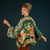 Folk Art Floral Kimono Jacket - Fern
