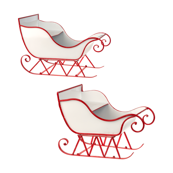 Red and White Enamel Sleigh