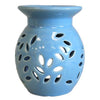 Ceramic Wax Burner with Leaf Cut Outs - Blue