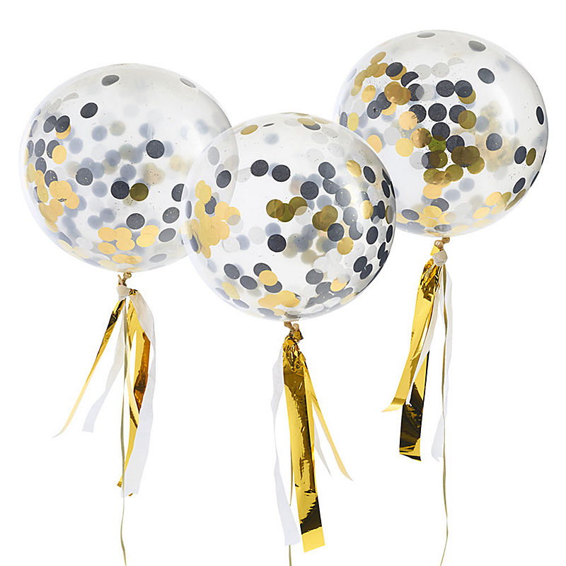  Meri Meri Confetti Balloon Kit - Shine Black & Gold, MM-Meri Meri UK, Putti Fine Furnishings