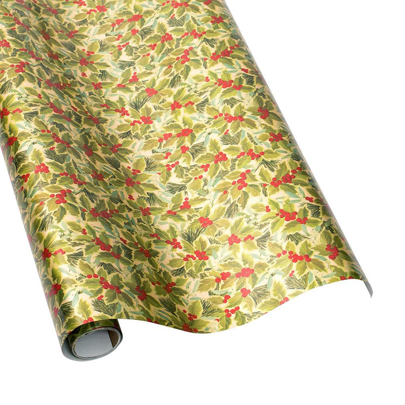 Holly and Mistletoe Christmas Wrapping Paper Roll