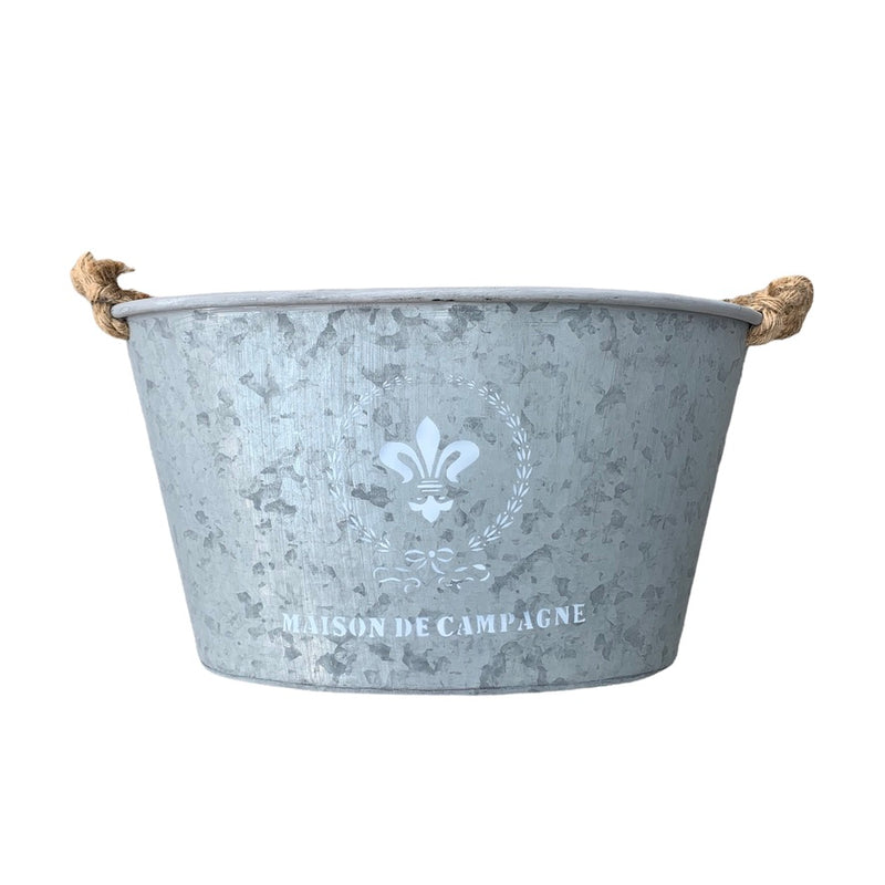 "Maison de Champagne" Galvinized Metal Oval Bucket | Putti Fine Furnishings 