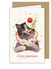 "Happy Birthday" Cat in Party Hat Greeting Card