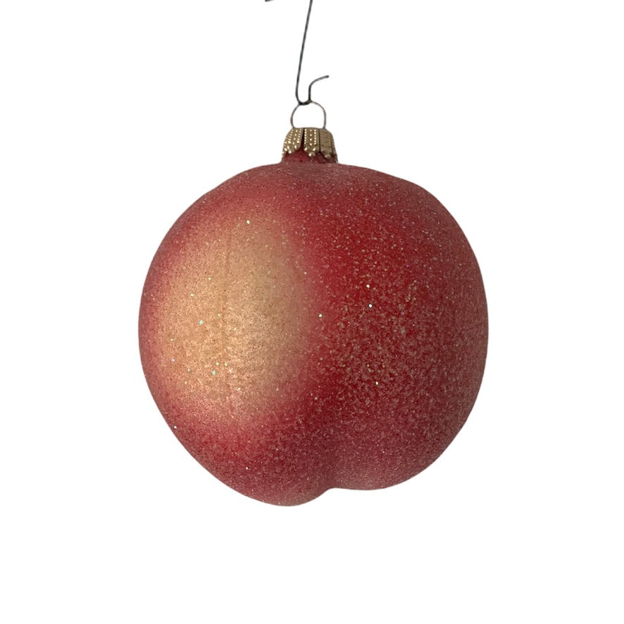 Sugared Peach Glass Ornament