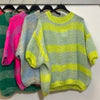 Yellow Mohair Striped Croped Sweater