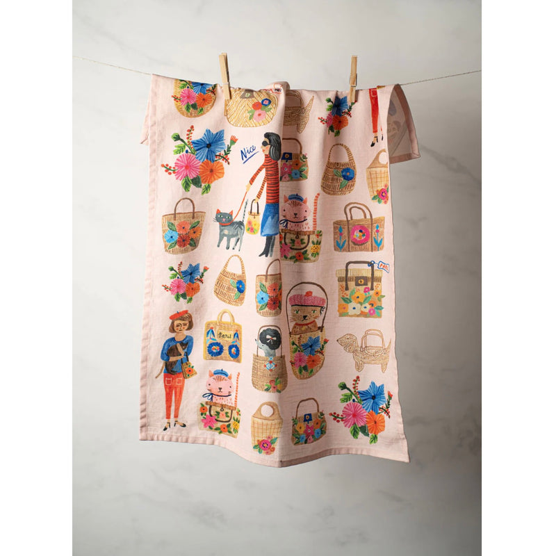 Bon Artis Cotton Tea Towel - Ooh La La Cats  | Putti Fine Furnishings 