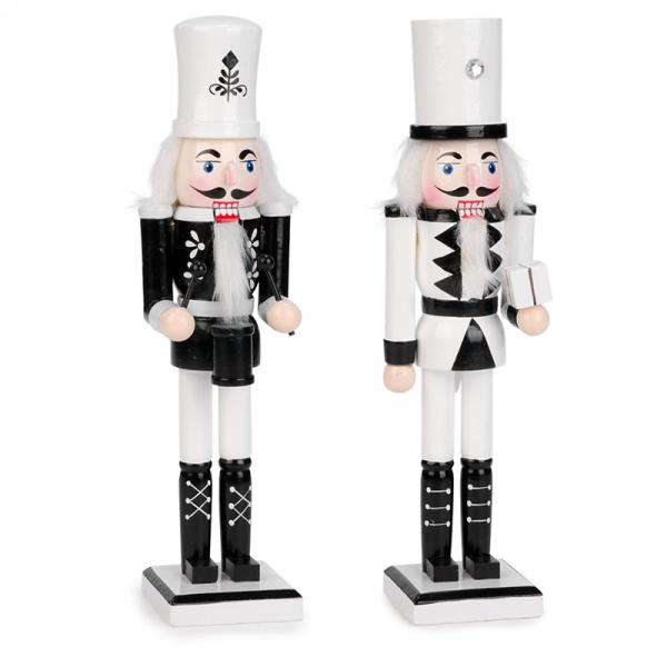 White with Black Soldier Wooden Nutcracker