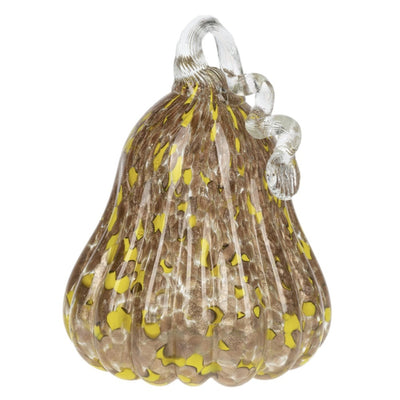 Large Light Up Blown Glass Gourd - Yellow Mottled