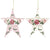 Rose and Holly Star Wood Ornament