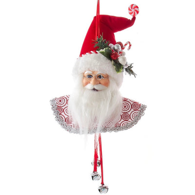 Kurt Adler Kringles Peppermint Santa Head Ornament - Red Hat